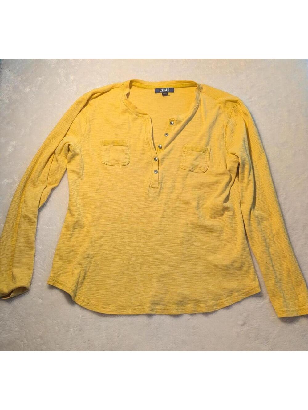 Chaps Yellow Long Sleeve Henley Shirt XL